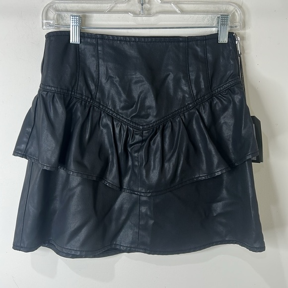 NWT ALL SAINTS Black Andy Coated Denim Skirt Size US 6 - Picture 5 of 16